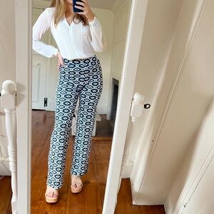 NWOT Zara Blue and White Jaquard Patterned Pants